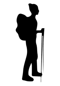 the silhouette of a man with a cane