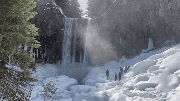 Tamanawas Falls in the Snow